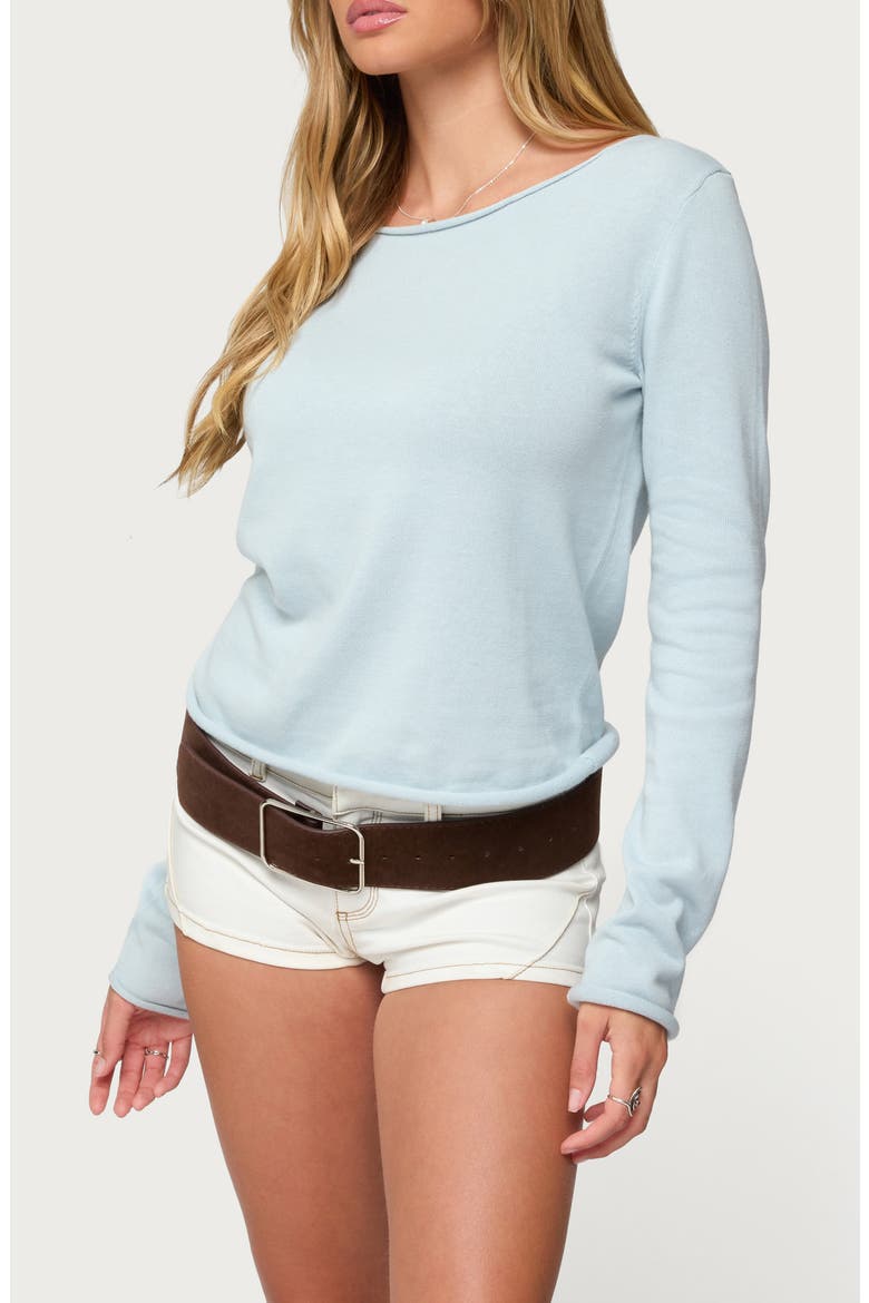 Sonny Rolled Edge Cotton Sweater, Alternate, color, LIGHT-BLUE