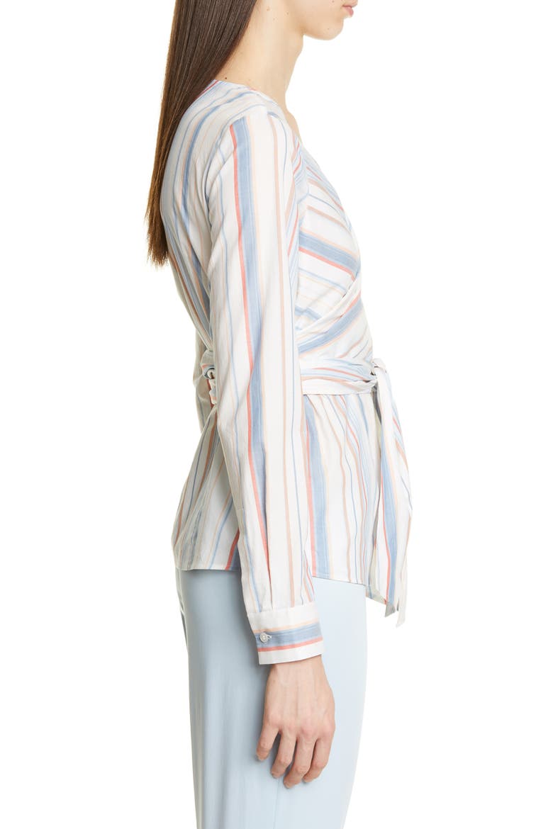 Stripe Cotton Wrap Blouse, Alternate, color, TATE STRIPE