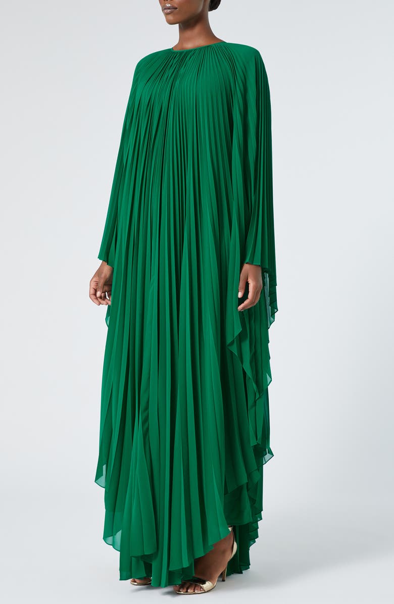Marina Rinaldi Battage Pleated Long Sleeve Dress, Main, color, 