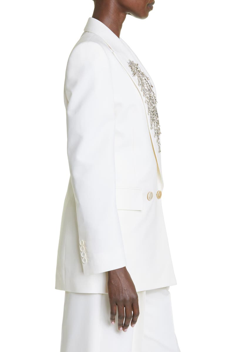 McQueen Crystal Embroidered Wool Blazer, Alternate, color, 