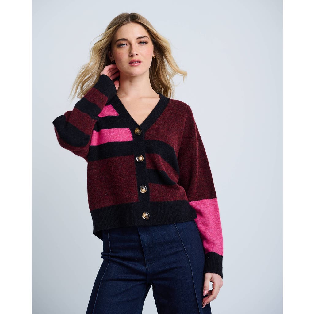 Lisa Todd The Graduate Striped Cardigan In Burgundy
