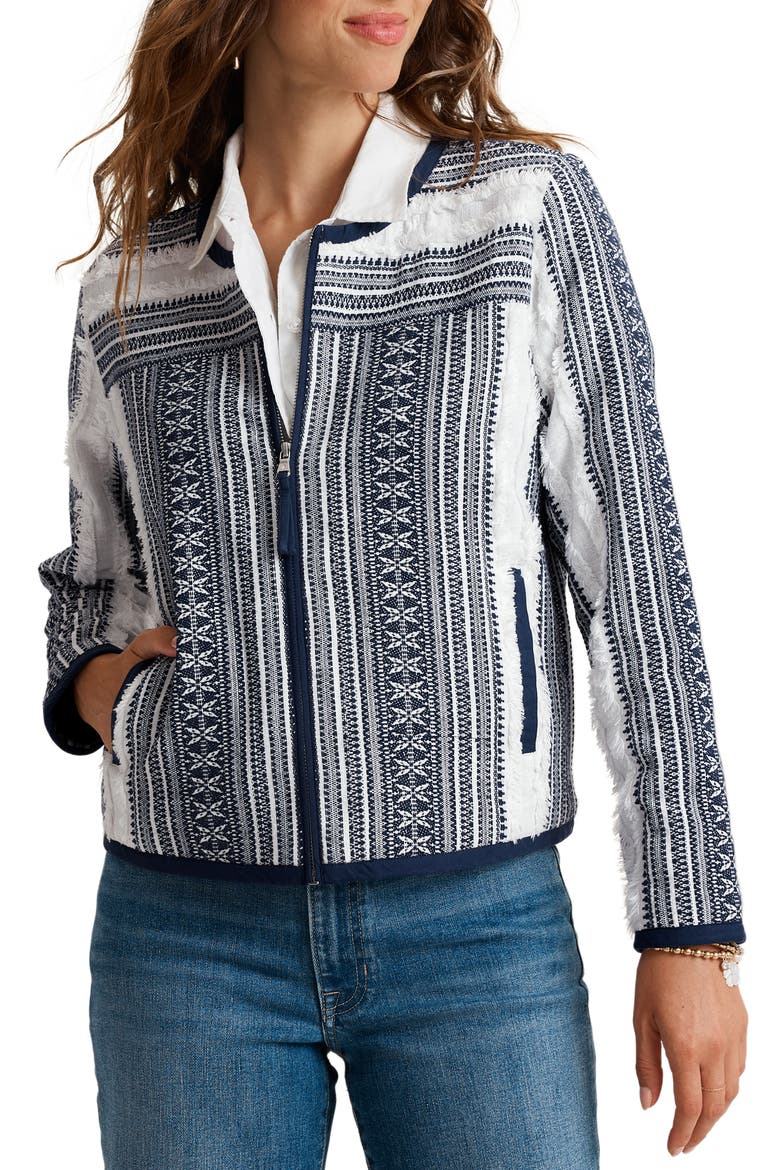 Jacquard Cotton Jacket, Main, color, COASTLINE