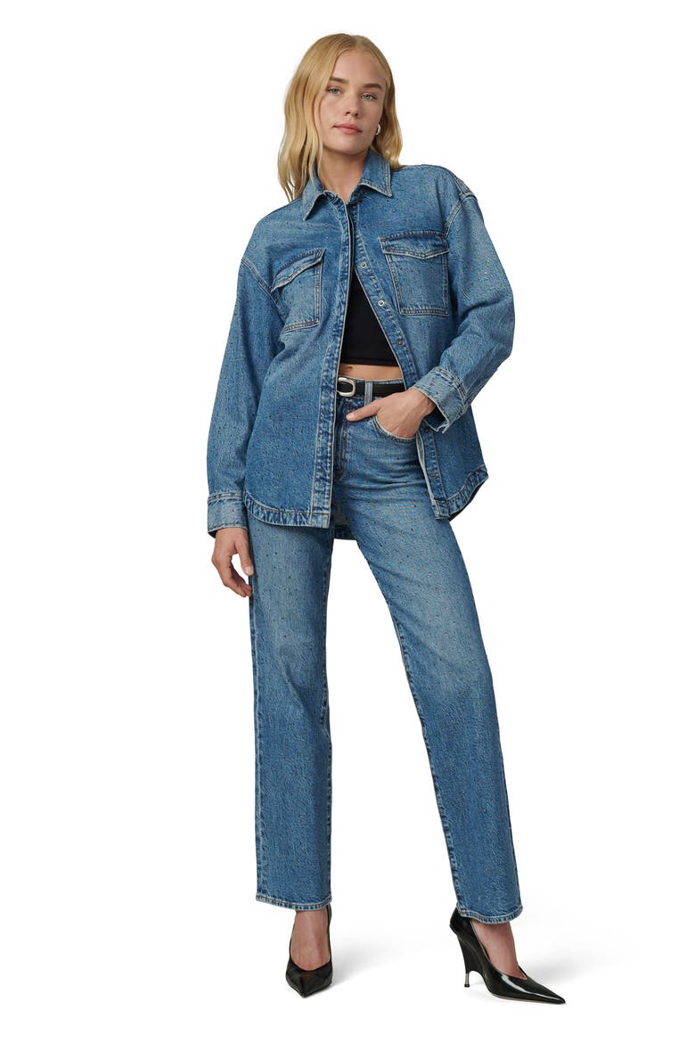 The Margot Embellished High Waist Straight Leg Jeans, Alternate, color, STARGAZE