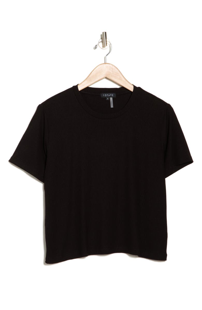 1.STATE Rib Jersey Boxy Crop T-Shirt, Alternate, color, Rich Black