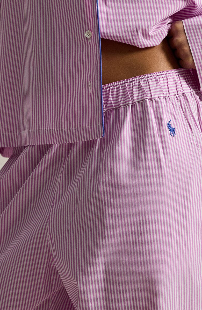 Polo Ralph Lauren Core Stripe Cotton Pajamas, Alternate, color, Violet Meadow