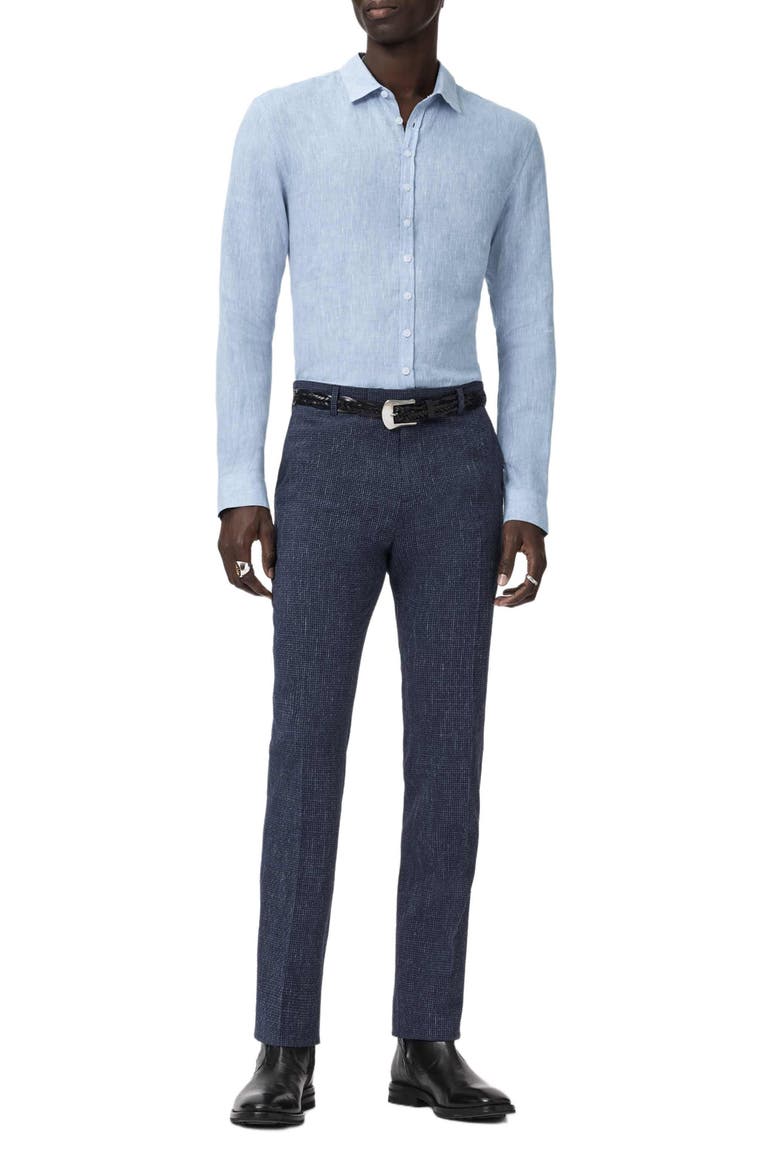Bucks Slub Linen Button-Up Shirt, Alternate, color, LIGHT BLUE HEATHER