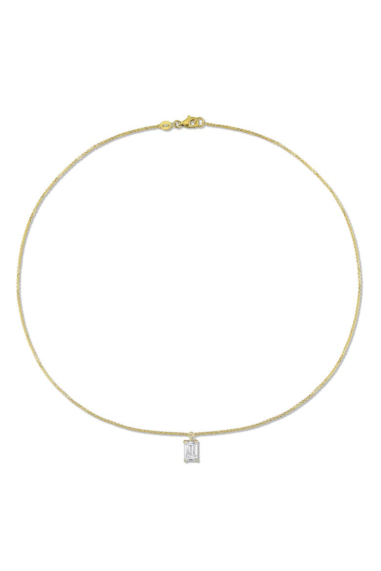Lab Grown Diamond Emerald Solitaire Necklace 14K, Alternate, color, Yellow Gold