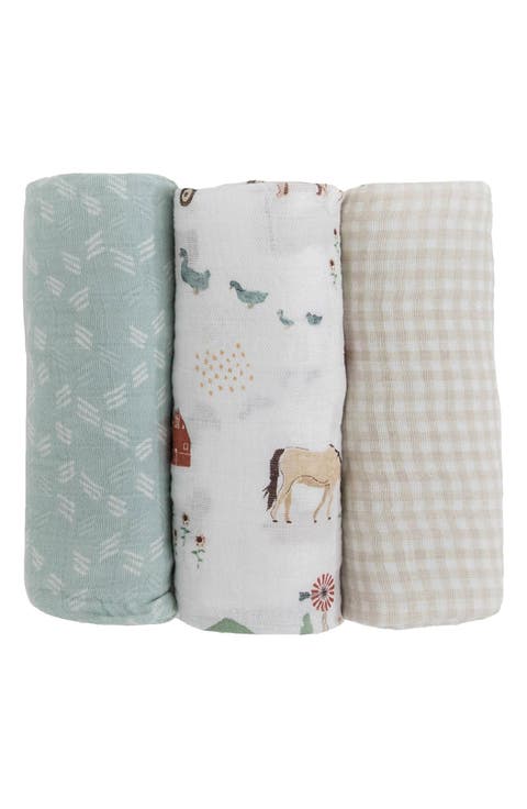 3-Pack Cotton Muslin Swaddle Blankets