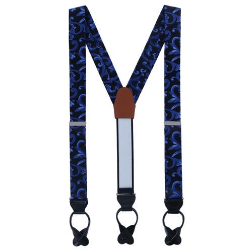 Trafalgar Christian The Romantic Brocade Silk Button End Suspenders In Royal Blue