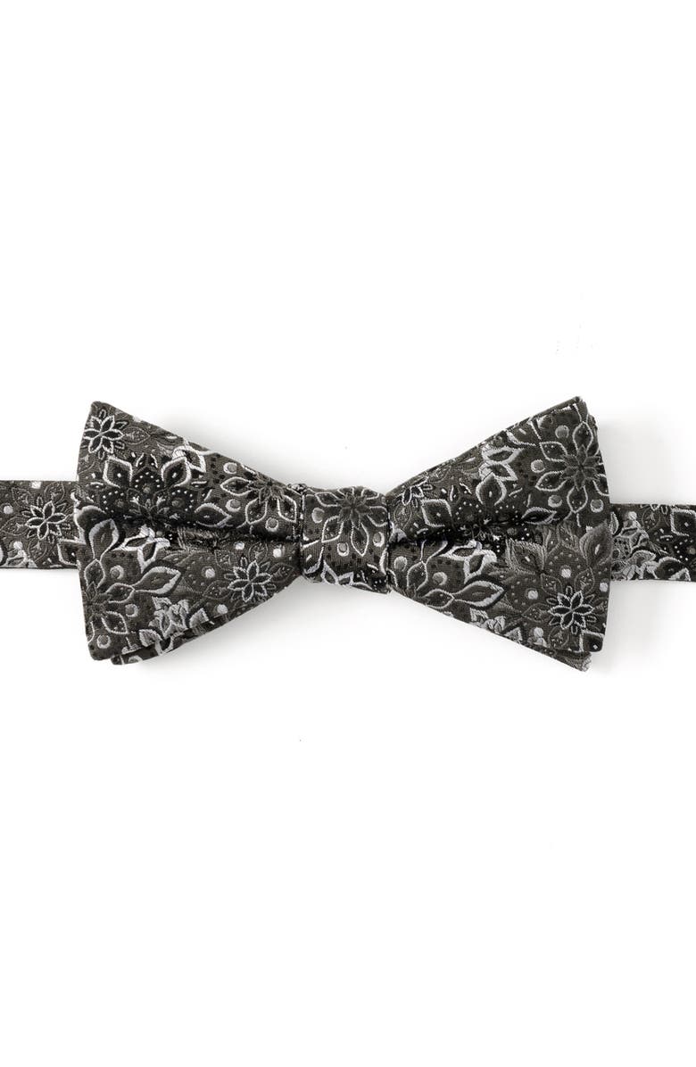 Cufflinks, Inc. Kaleido Floral Charcoal Silk Bow Tie, Main, color, Black
