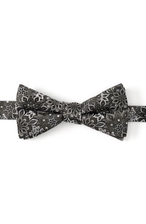 Kaleido Floral Charcoal Silk Bow Tie