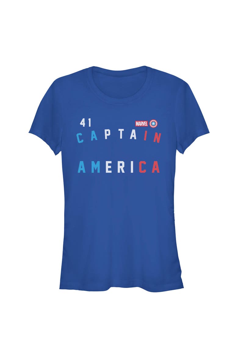 Junior's Marvel Forty One Captain  Graphic T-Shirt, Main, color, Royal Blue