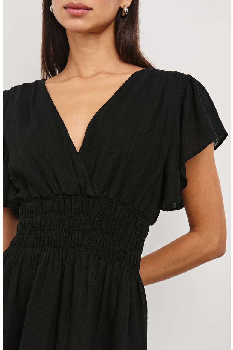 Kimora Smocked Waist Linen Blend Dress, Alternate, color, BLACK