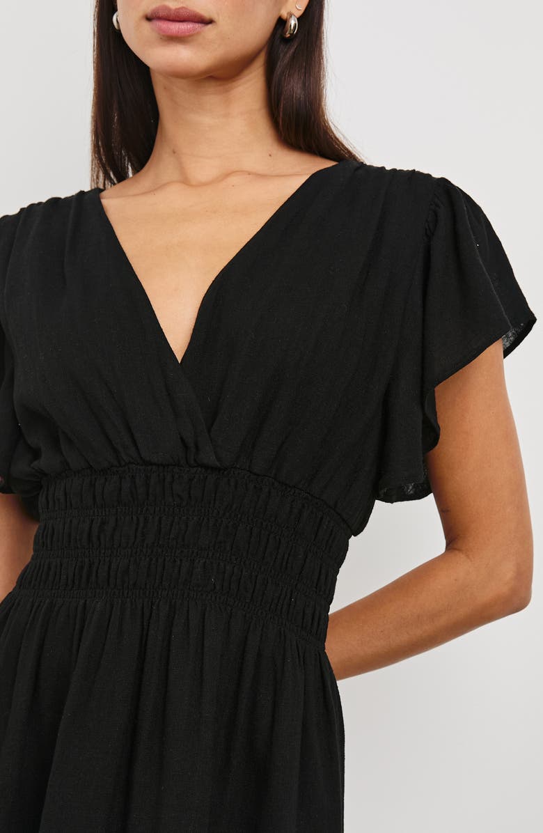 Rails Kimora Smocked Waist Linen Blend Dress, Alternate, color, Black