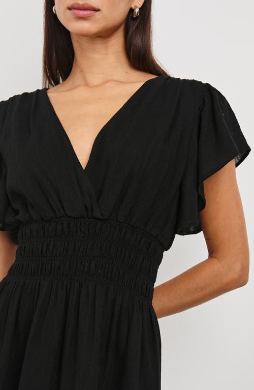 Rails Kimora Smocked Waist Linen Blend Dress In Black
