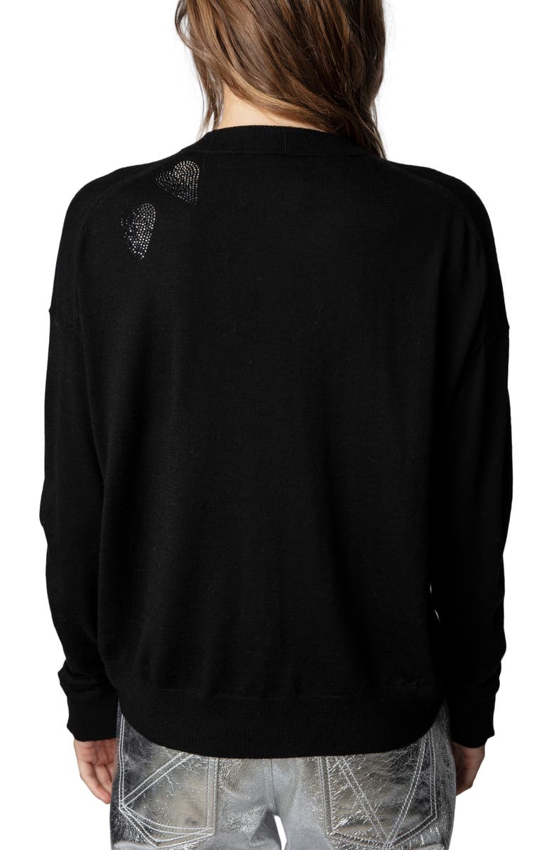 Zadig & Voltaire Gaby We Strass Embellished Merino Wool Sweater, Alternate, color,