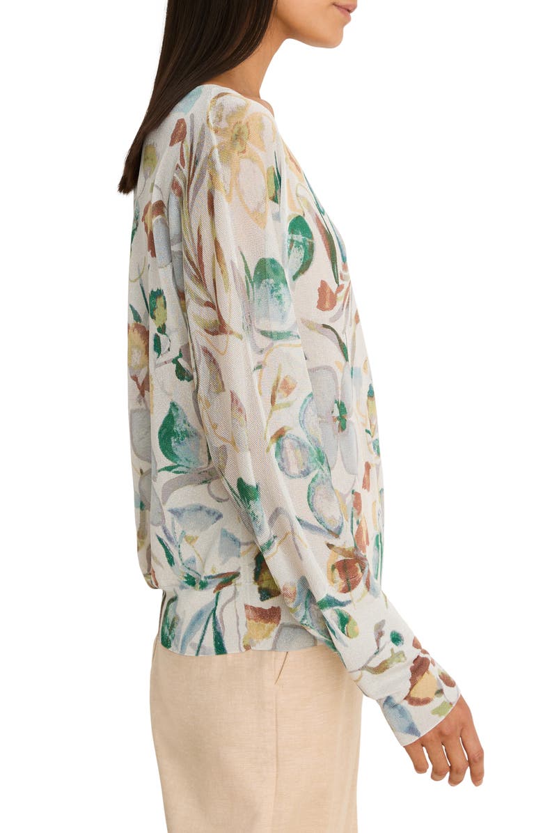 NIC+ZOE Pressed Flowers Metallic Sweater, Alternate, color, Neutral Multi
