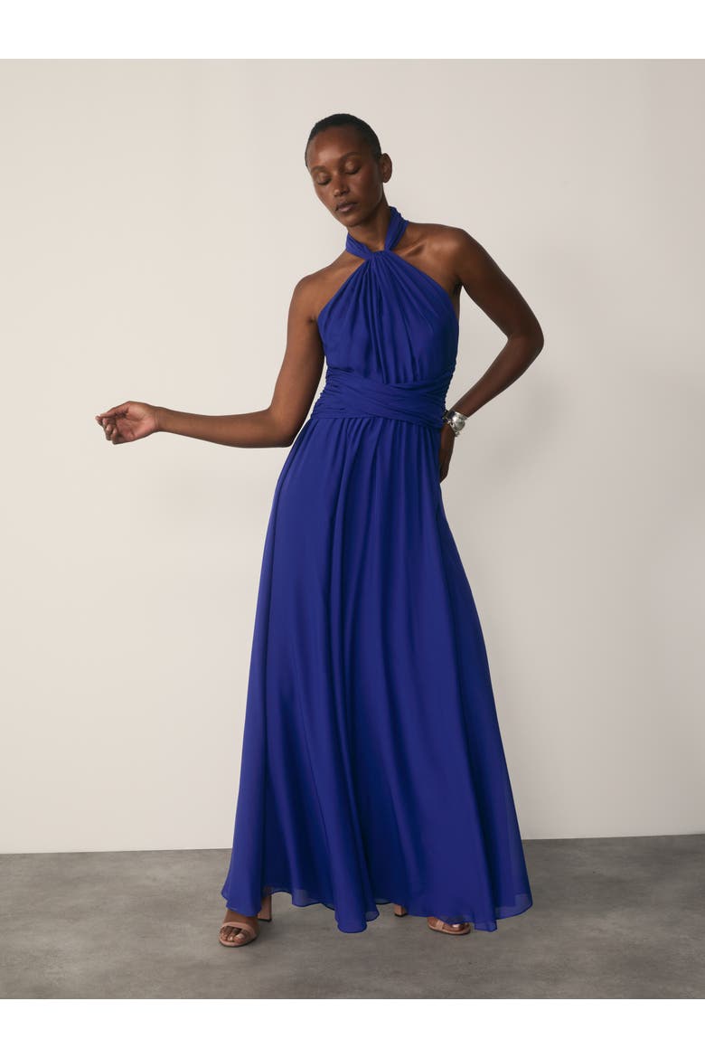 Rivera Silk Halter Maxi Dress, Alternate, color, Blue