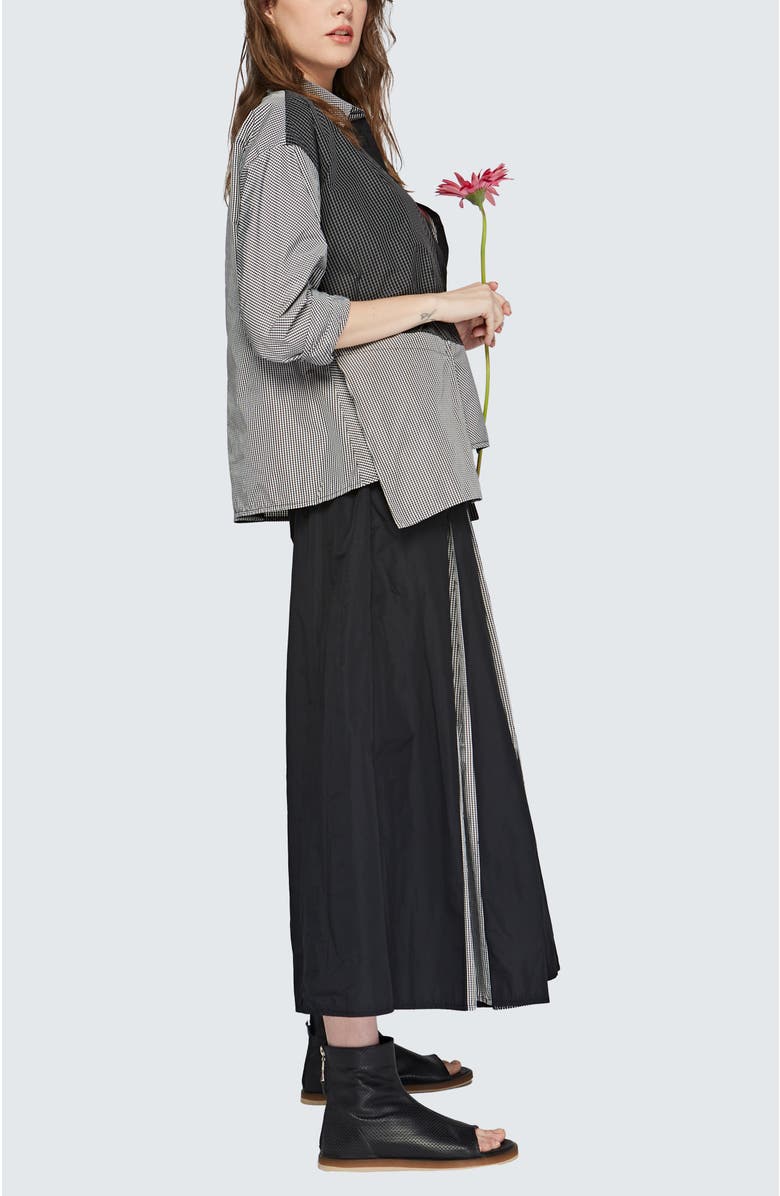 LUUKAA Cleo Checkered Memory Taffeta Shirt, Alternate, color, Black