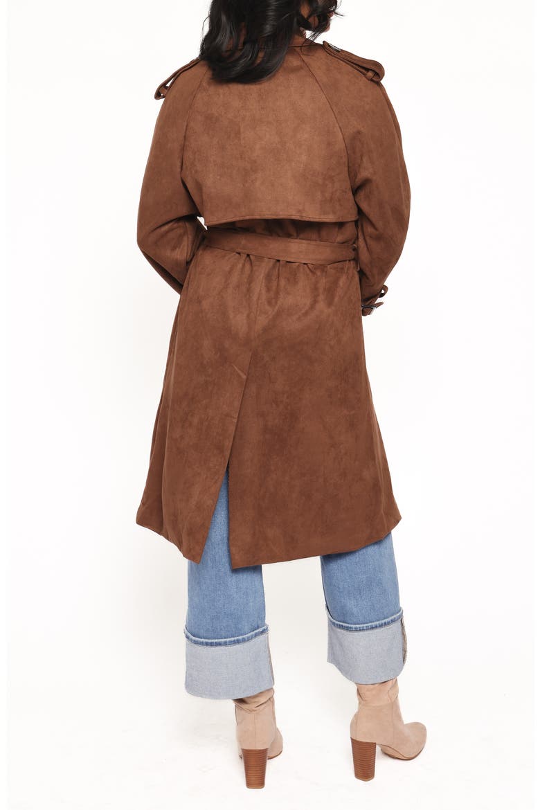 Micha Faux Suede Trench Coat, Alternate, color, BROWN
