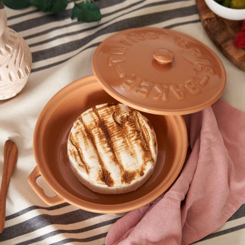 Twine Terra Cotta Brie Baker With Wood Spreader In Orange