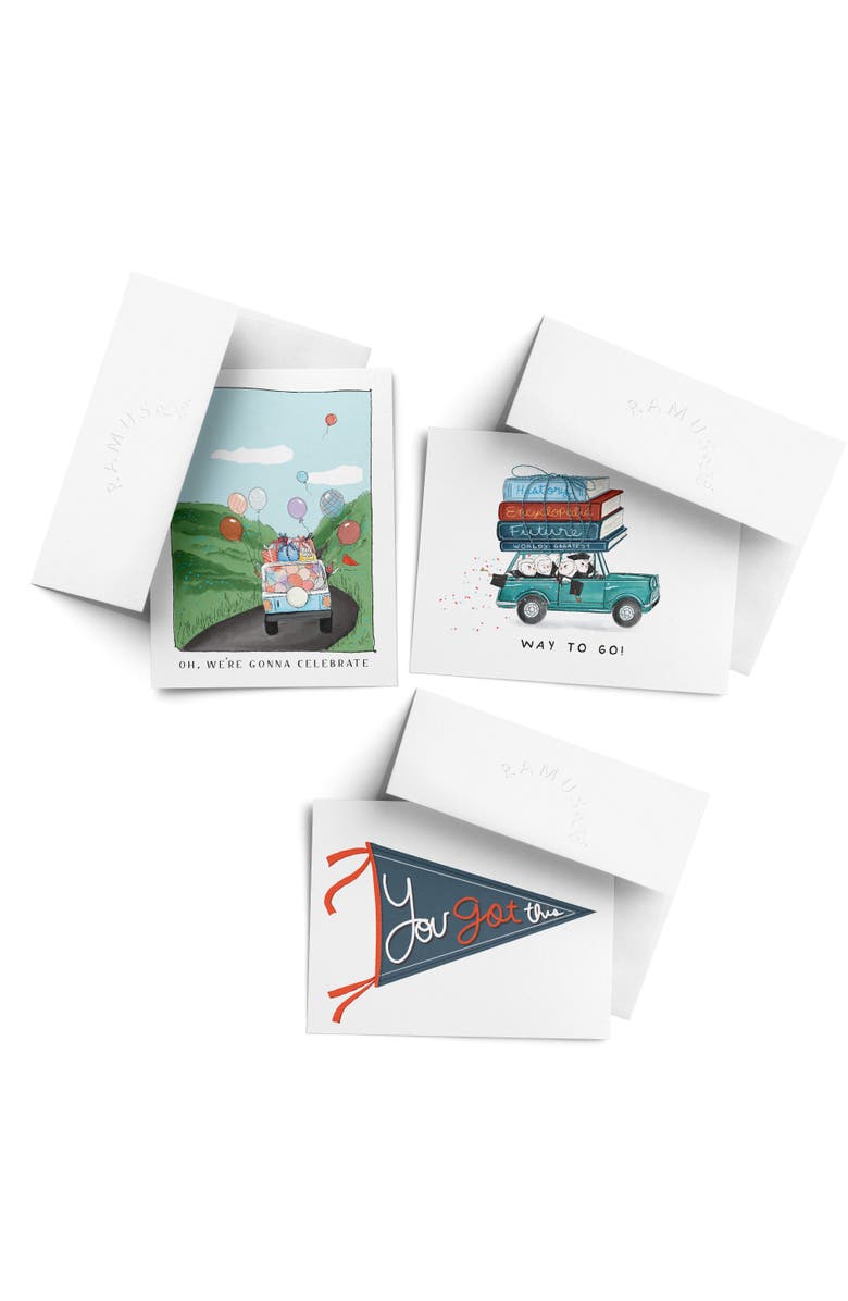 Ramus & Co Celebration/Graduation Greeting Card Pack Sets (3 ct, Assorted) Oh We're Gonna Celebrate, Owls Graduated, Pennant, Main, color, Multi-Pack