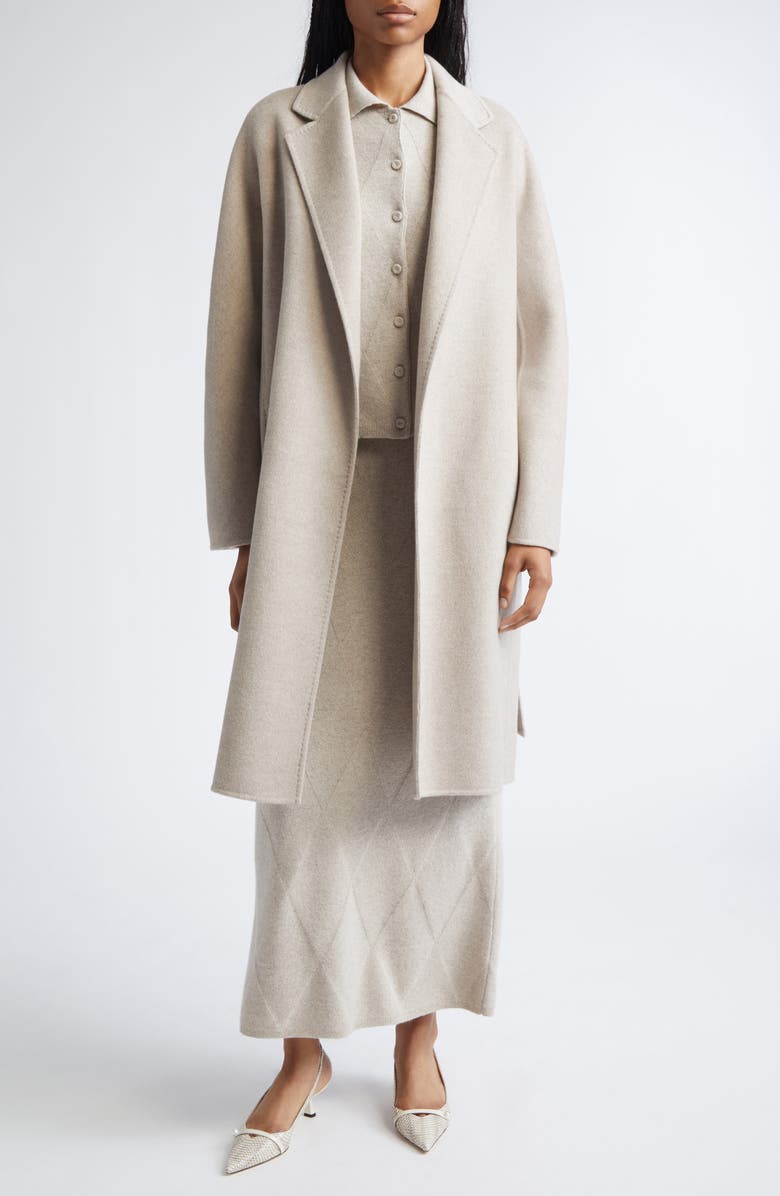 Max Mara Aceri Cashmere Belted Coat, Alternate, color, Sand