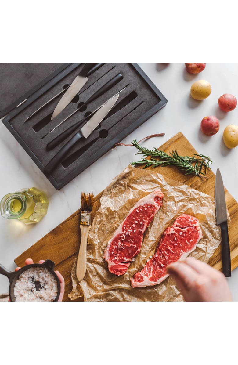 Schmidt Brothers Cutlery Carbon 6, 6-Piece Steak Set, Alternate, color, Black