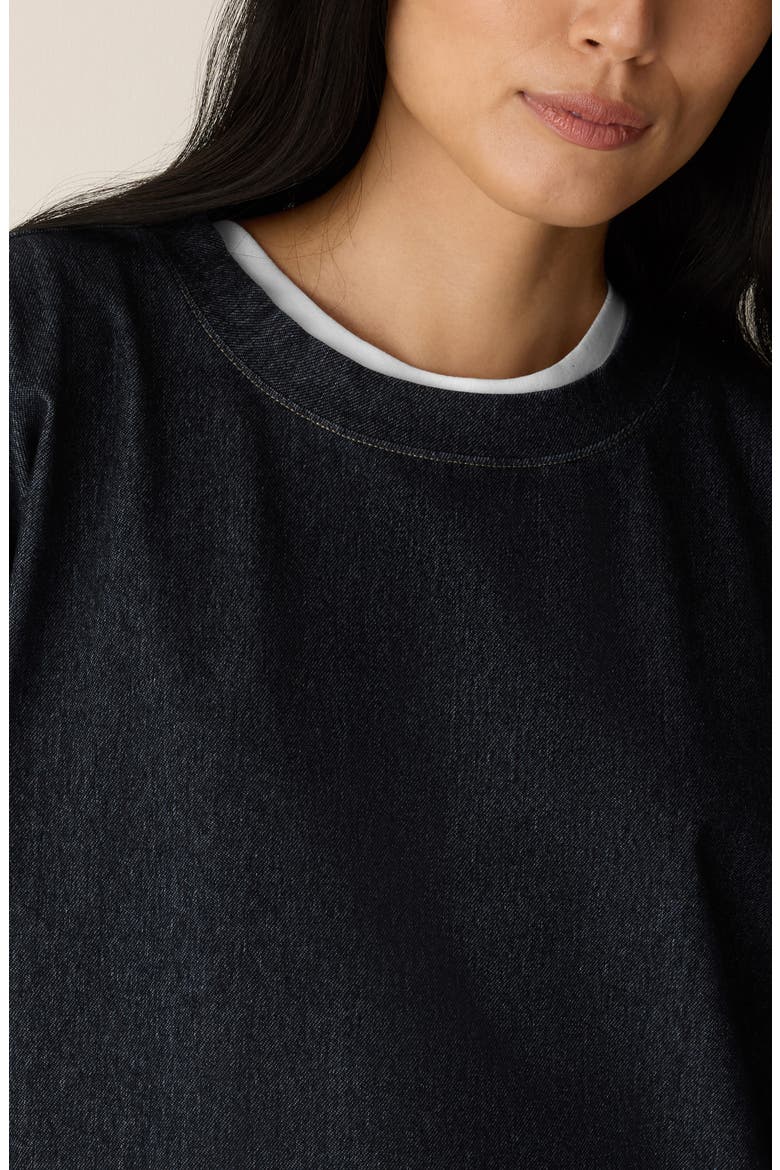 Organic Cotton Blend Cropped Sweatshirt, Alternate, color, DARK WASH
