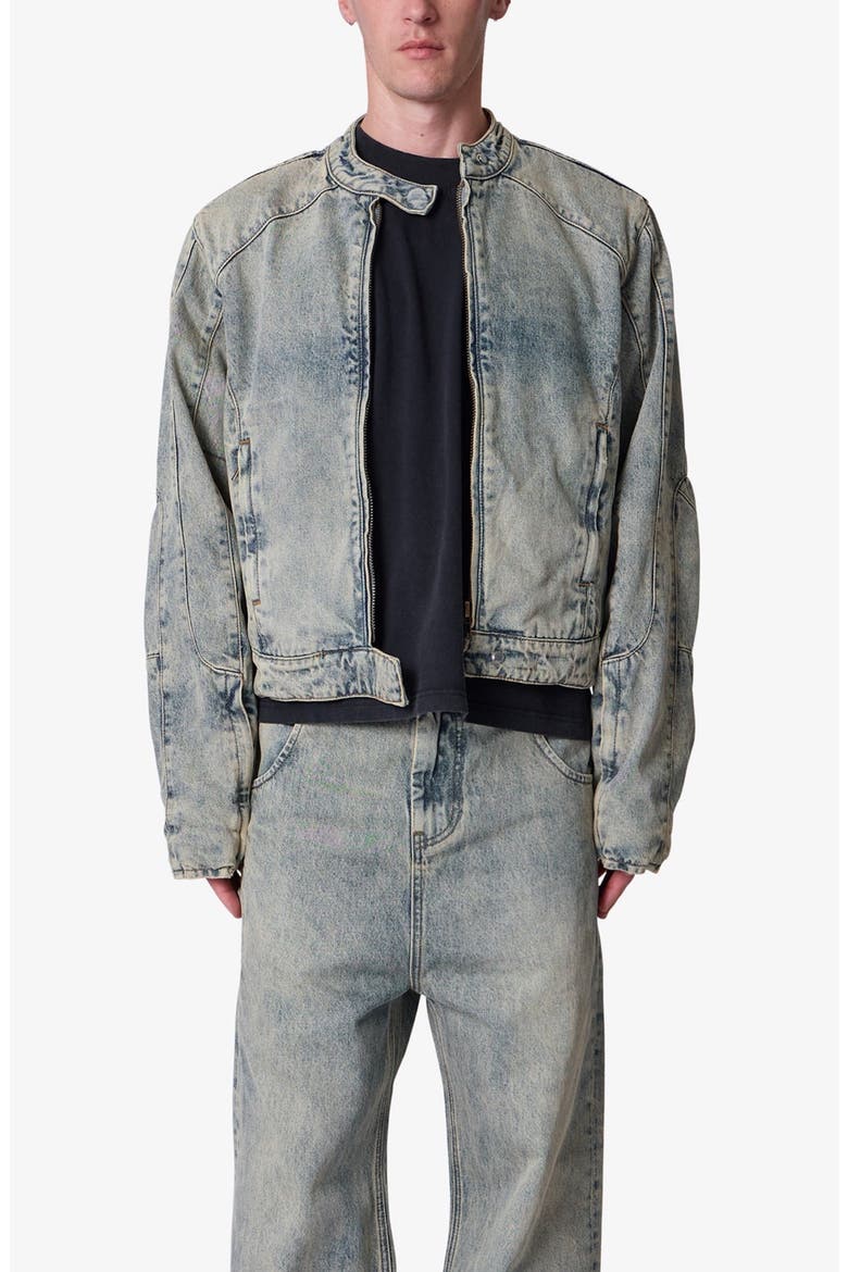Moto Denim Jacket, Alternate, color, VINTAGE BLUE