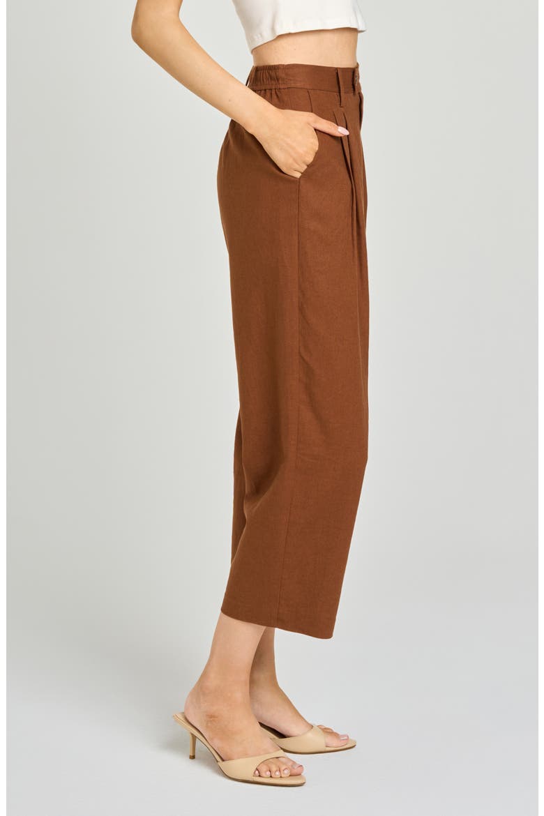 Stevie Linen Blend Crop Pants, Alternate, color, CHOCOLATE