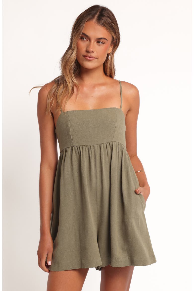 Quinley Linen Romper, Alternate, color, OLIVE