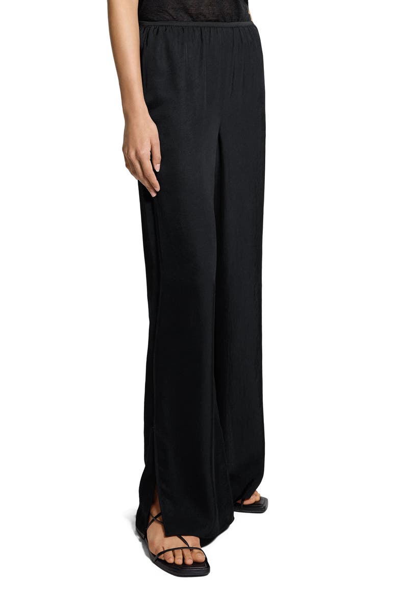 Slit Hem Wide Leg Pants, Alternate, color, BLACK