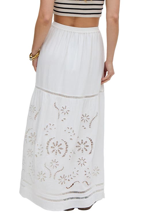 Raffya Georgina Lace Paneled Maxi Skirt In White