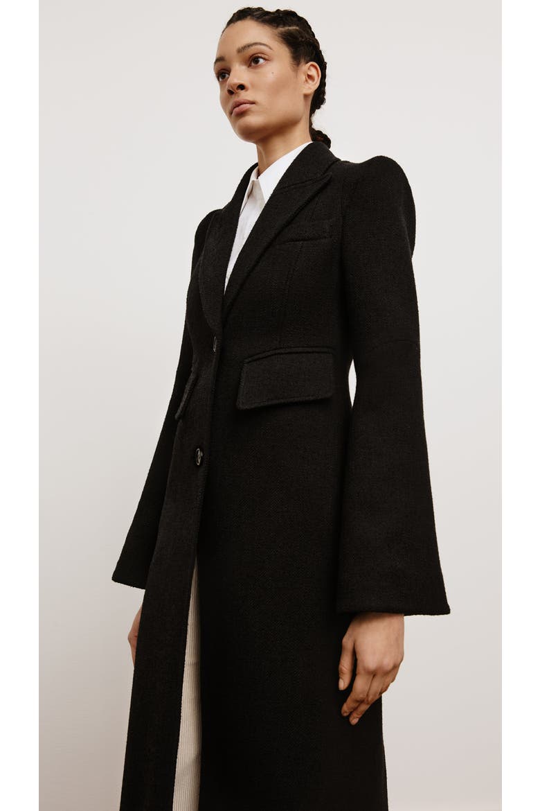 Pagoda Brando Trumpet Sleeve Coat, Alternate, color, Black