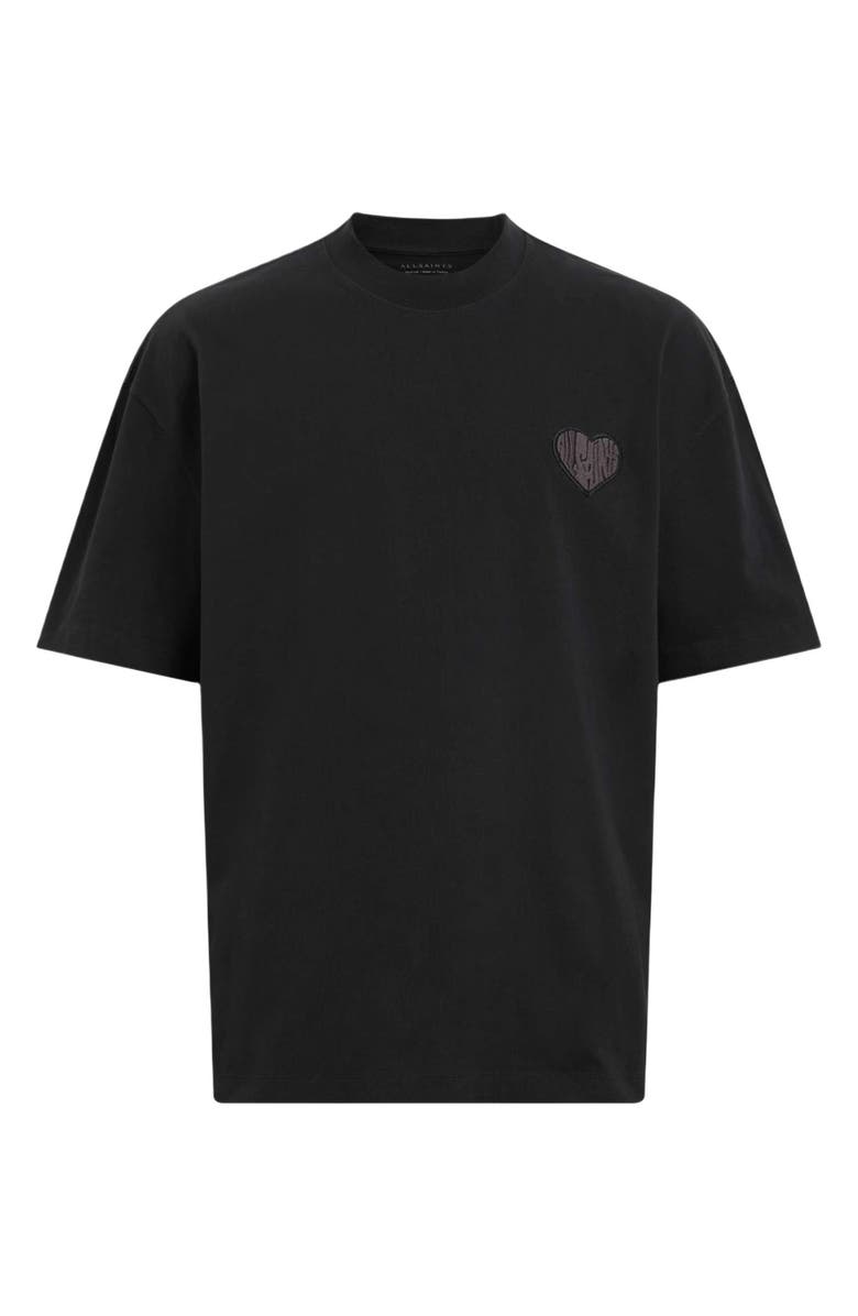 AllSaints Lover Oversize Heart Appliqué Cotton T-Shirt, Alternate, color, Washed Black