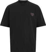 AllSaints Lover Oversize Heart Appliqué Cotton T-Shirt