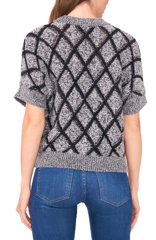 Halogenr Halogen(r) Short Sleeve Diamond Stitch Sweater In Gray