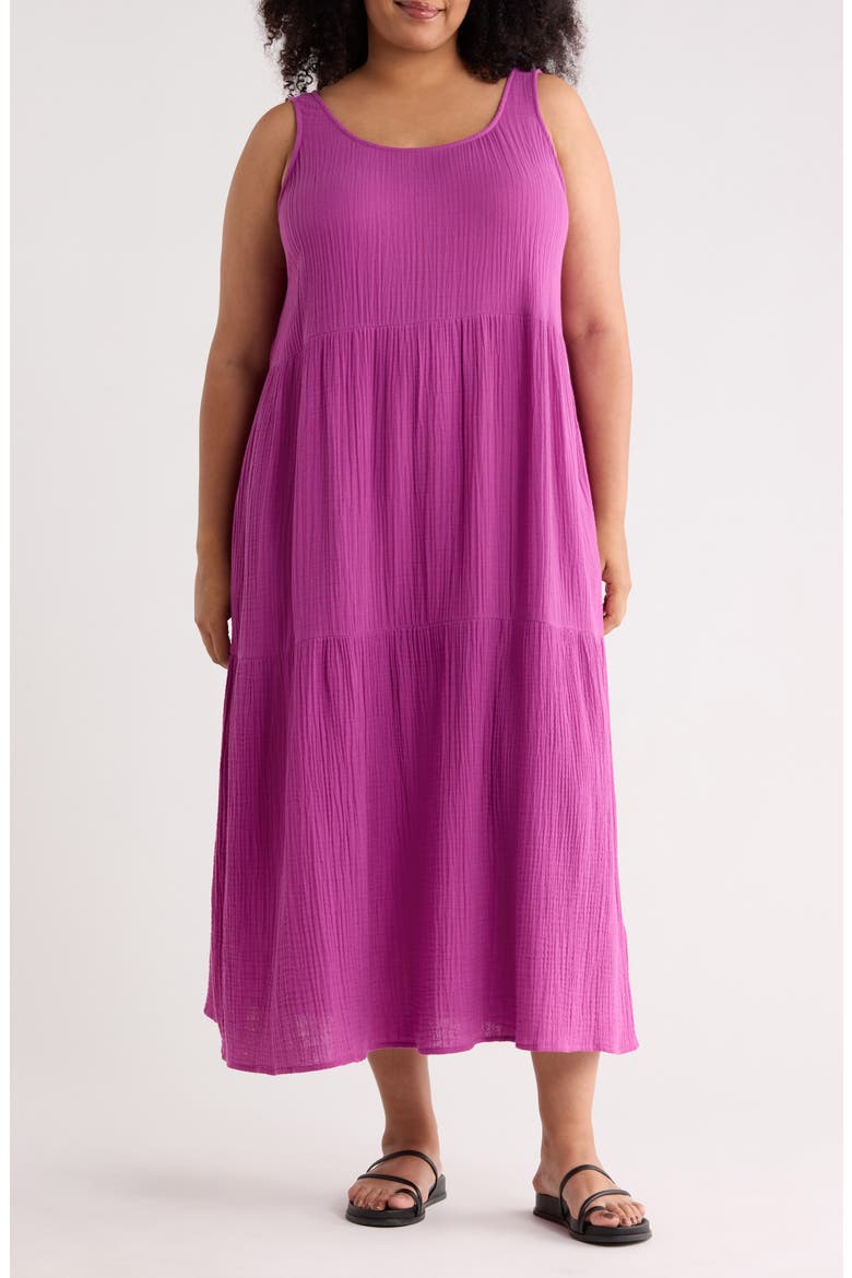 Organic Cotton Tiered Maxi Dress, Main, color, GRAPE