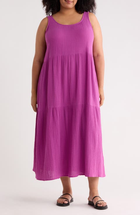 Organic Cotton Tiered Maxi Dress (Plus)