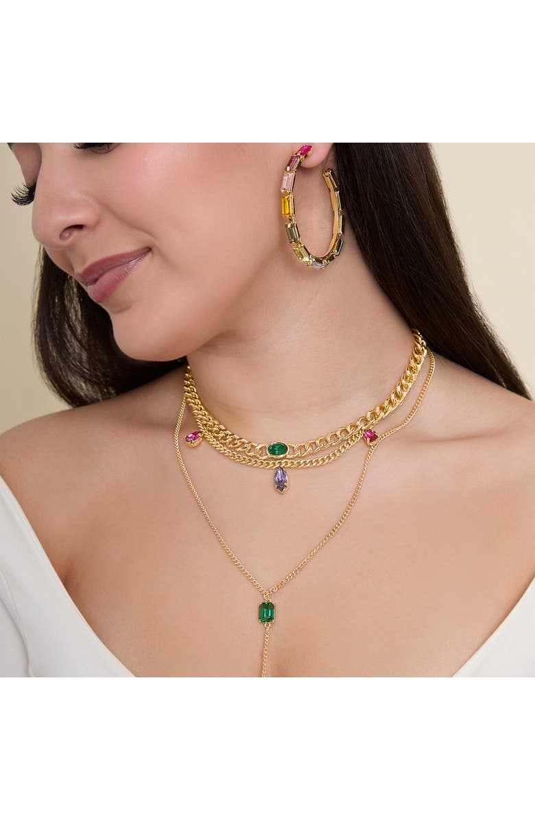 Jessica Simpson Multicolor Gemstone Hoop Earrings, Alternate, color, Gold