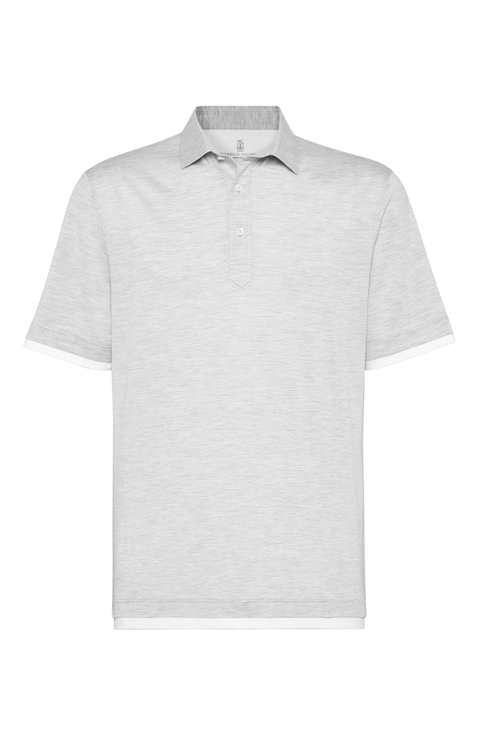 Brunello Cucinelli｜SHORT-SLEEVED V-NECK (M0T18BD222 C94 Buy Brunello Cucinelli silvery trim V-neck T-shirt