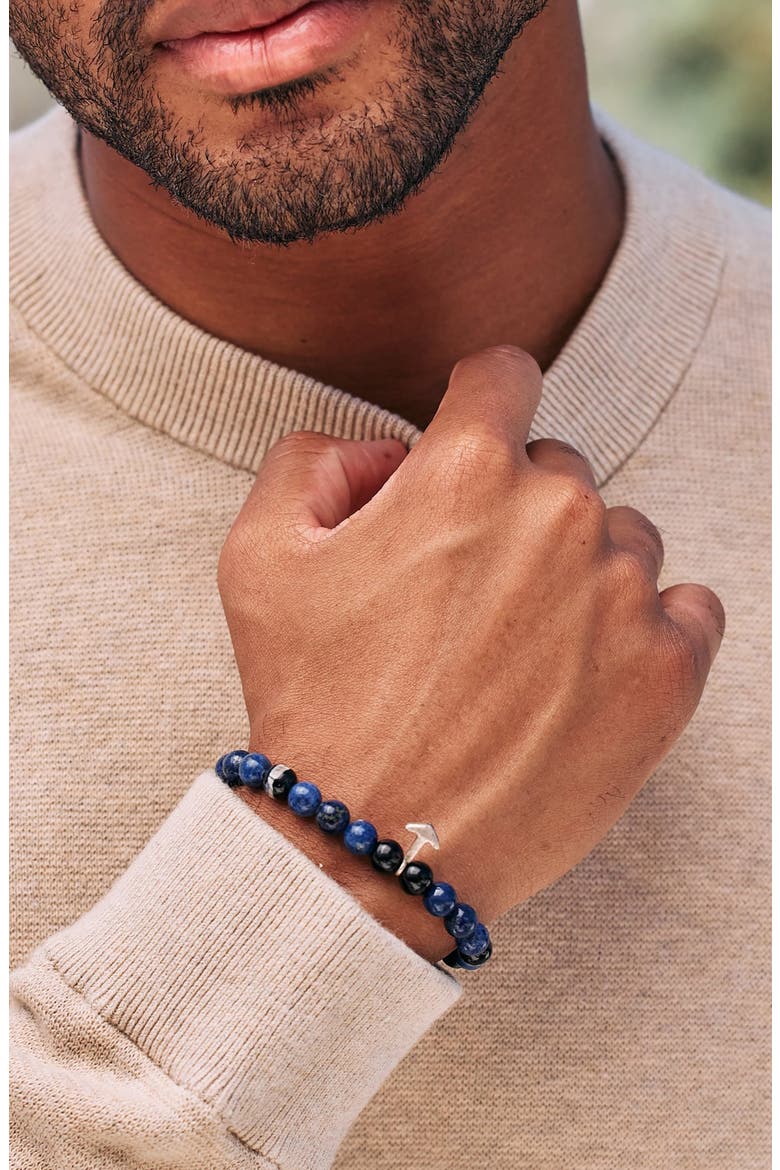 Men's Lapis Lazuli Anchor Beaded Bracelet, Alternate, color, BLUE
