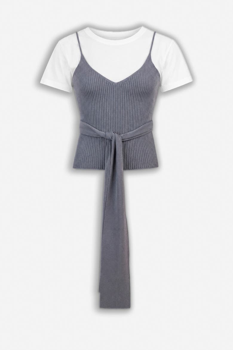 Short Sleeve Knit Top, Main, color, Grey
