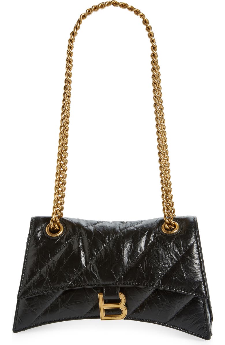 Balenciaga Crush Quilted Leather Shoulder Bag, Main, color,