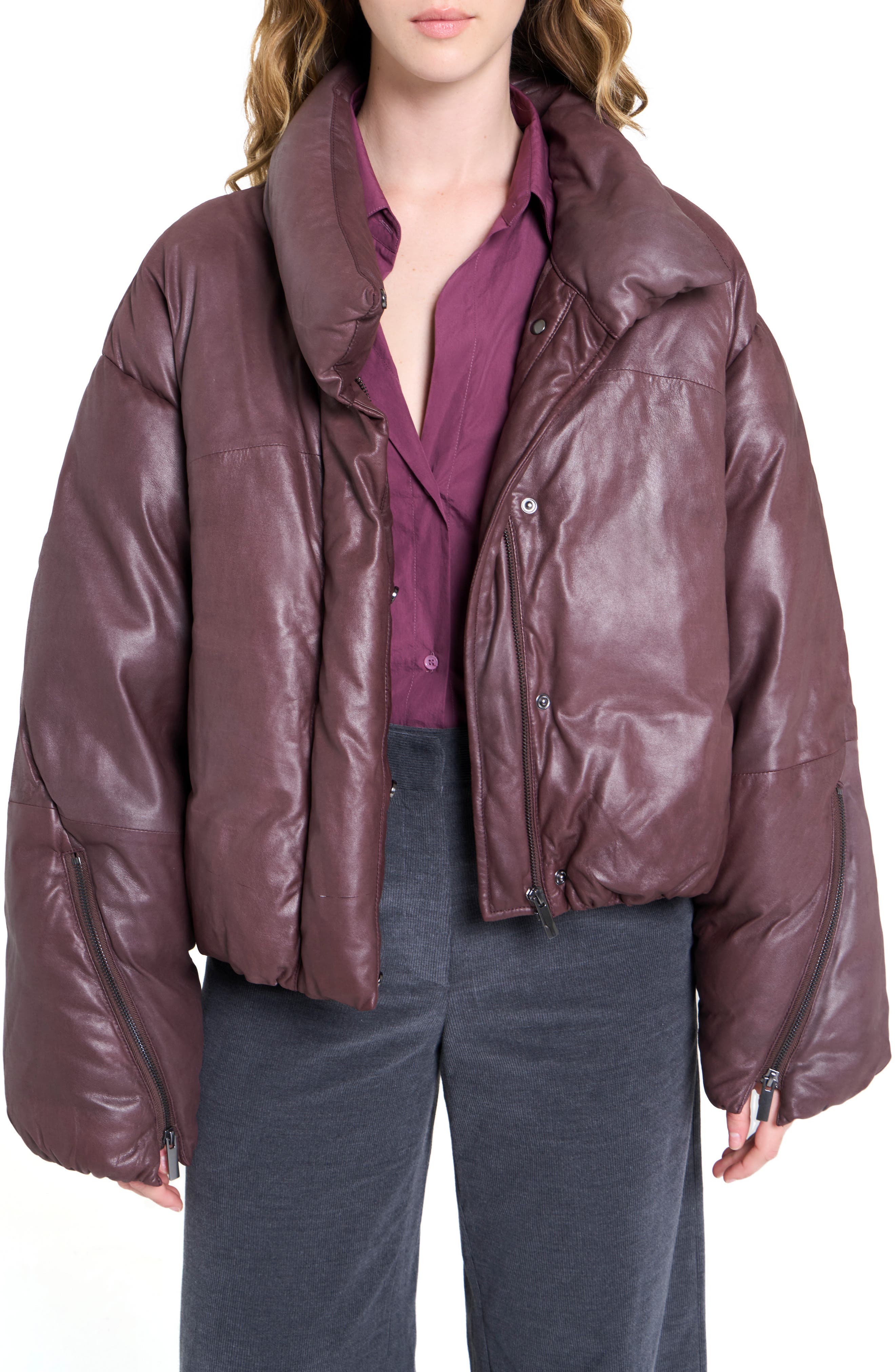Leather Puffer Jacket