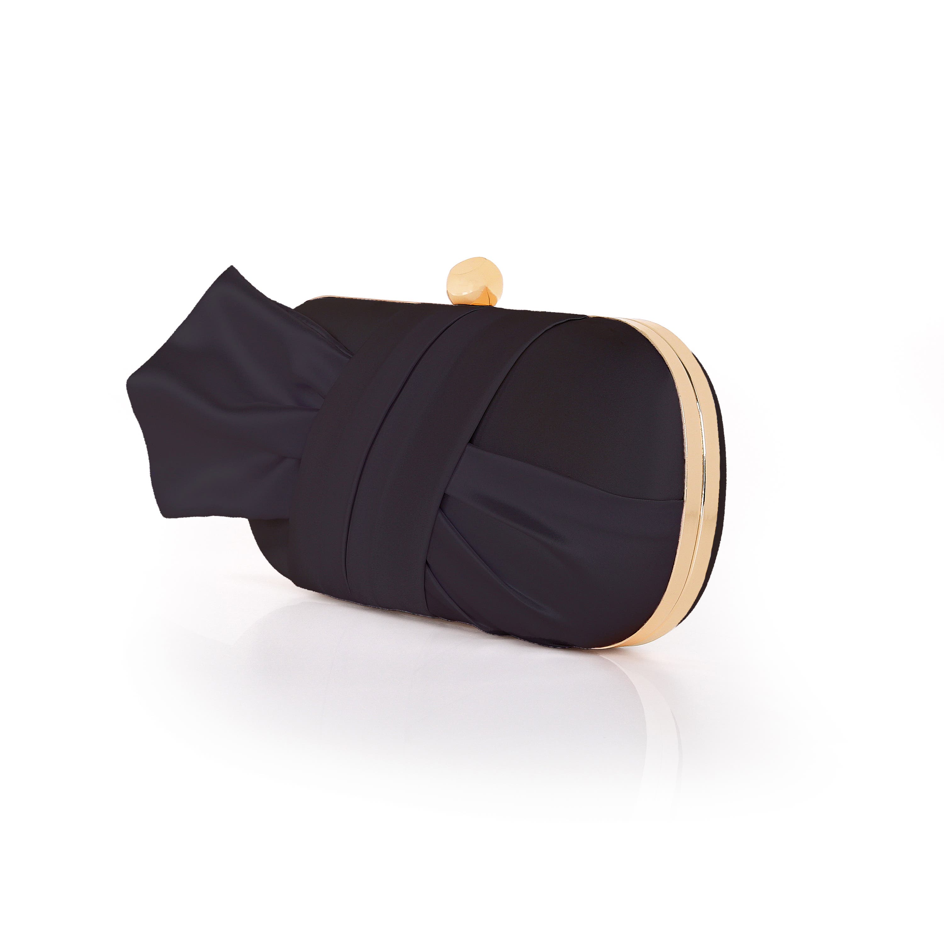 Margo Satin Tie Minaudiere, Alternate, color, Black