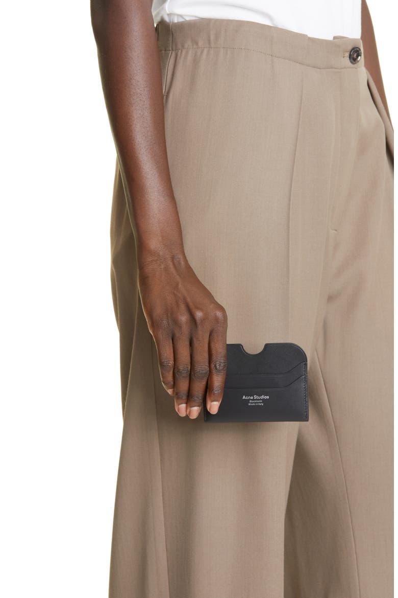 Large Elmas Leather Card Holder, Alternate, color, BLACK