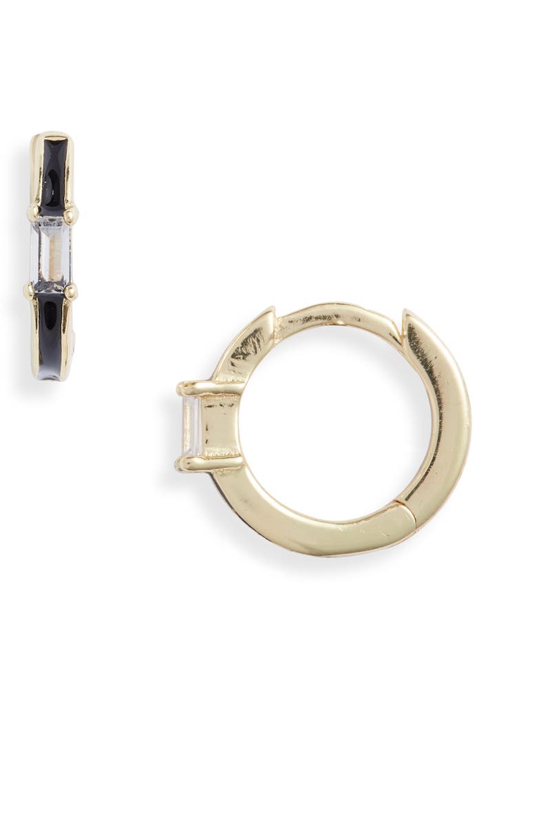 Argento Vivo Sterling Silver Argento Vivo Enamel Baguette Huggie Hoop Earrings, Main, color,