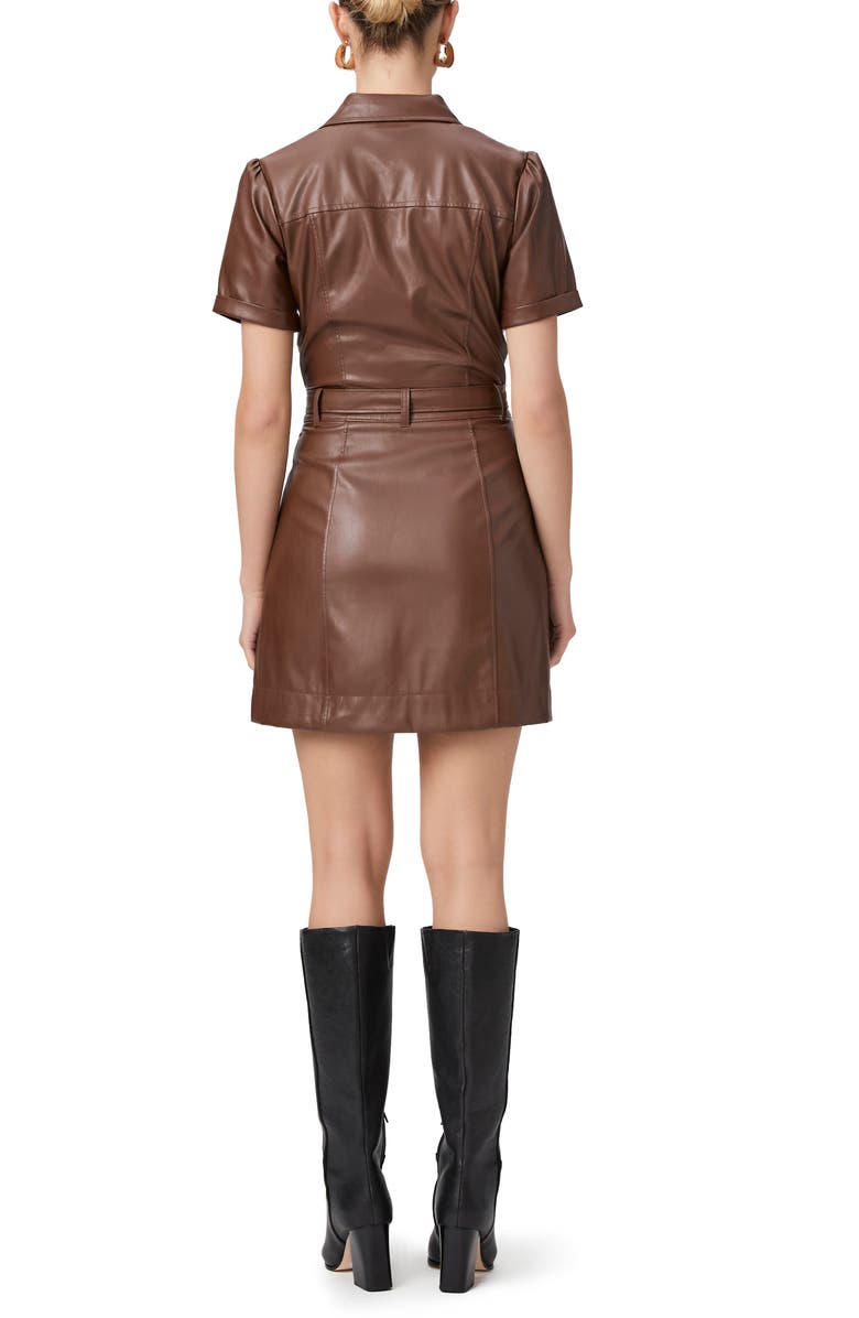 PAIGE Amina Faux Leather Mini Shirtdress, Alternate, color,